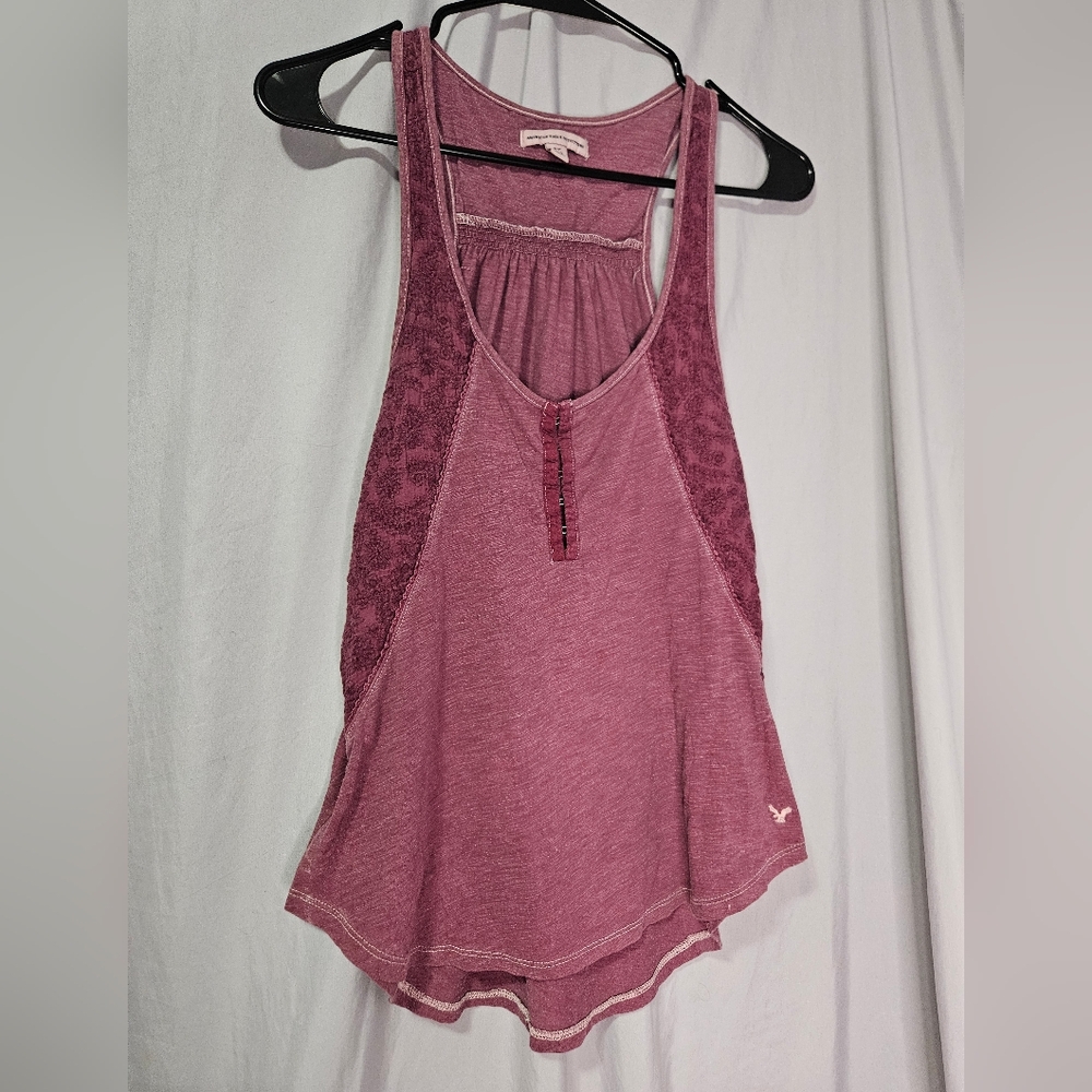 American Eagle Outfitters Mauve Lace Tank Top